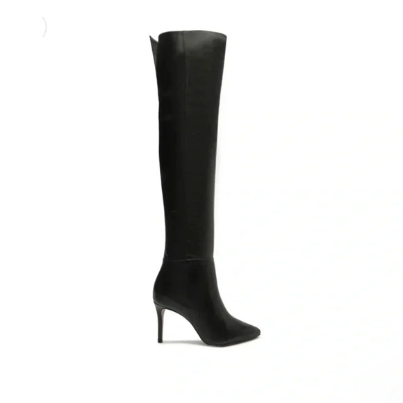 SCHUTZ Mikki The Knee High Leather Boot Zip Black Size 5B - Picture 2 of 8